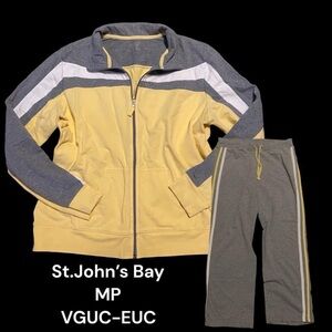 Vintage 90s-2k St. John's Bay Yellow and Gray Track Suit